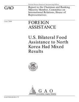 U.S. Bilateral Food Assistance to North Korea Had Mixed Results