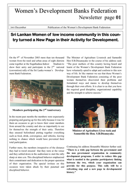 Women‟S Development Banks Federation Newsletter Page 01