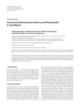 Gonococcal Subcutaneous Abscess and Pyomyositis: a Case Report