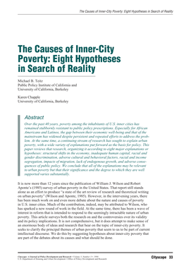 Causes of Inner-City Poverty: Eight Hypotheses in Search of Reality