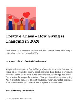 Creative Chaos &#8211; How Giving Is Changing in 2020