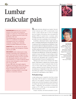 Lumbar Radicular Pain