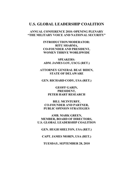 U.S. Global Leadership Coalition