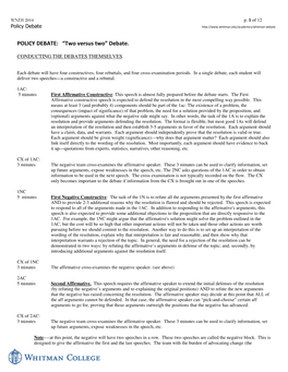 POLICY DEBATE: “Two Versus Two” Debate