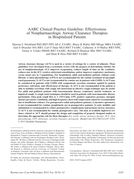 AARC Clinical Practice Guideline: Effectiveness of Nonpharmacologic Airway Clearance Therapies in Hospitalized Patients