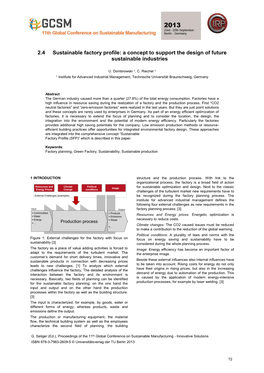 2.4 Sustainable Factory Profile: a Concept to Support the Design of Future Sustainable Industries