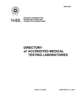 DIRECTORY of ACCREDITED MEDICAL TESTING LABORATORIES