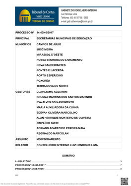 Processo Nº 14.409-6/2017 Principal Secretarias