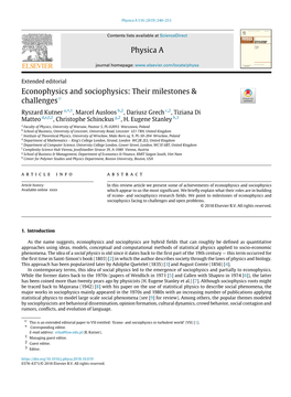 Physica a Econophysics and Sociophysics