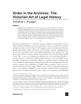 The Victorian Art of Legal History Christine L