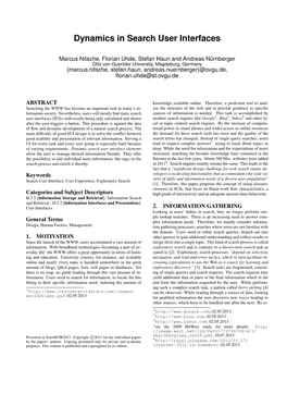 Dynamics in Search User Interfaces