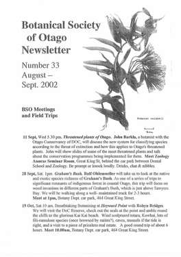 Botanical Society of Otago Newsletter Number 33 August - Sept