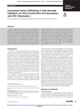 Increasing Tumor-Infiltrating T Cells Through Inhibition of CXCL12 with NOX-A12 Synergizes with PD-1 Blockade