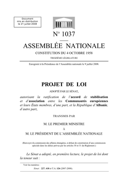 N° 1037 Assemblée Nationale