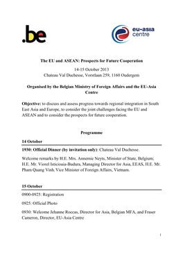 The EU and ASEAN: Prospects for Future Cooperation