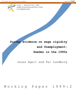 Survey Evidence on Wage Rigidity and Unemployment: Sweden in the 1990S