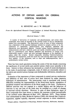 Actions of Certain Amines on Cerebral Cortical Neurones By