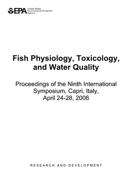 Fish Physiology, Toxicology, and Water Quality