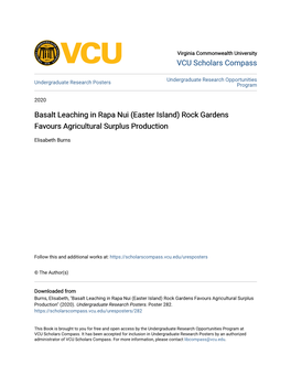 Basalt Leaching in Rapa Nui (Easter Island) Rock Gardens Favours Agricultural Surplus Production