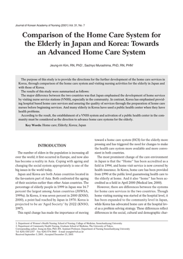 Comparison of the Home Care System for the Elderly in Japan and Korea: Towards an Advanced Home Care System