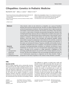 Ciliopathies: Genetics in Pediatric Medicine