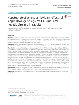 Hepatoprotective and Antioxidant Effects of Single Clove Garlic Against