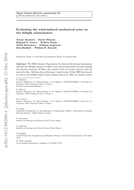 Arxiv:1612.04308V1 [Physics.Geo-Ph] 13 Dec 2016 2 Naomi Murdoch Et Al