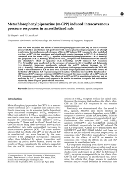 (M-CPP) Induced Intracavernous Pressure Responses in Anaesthetized Rats