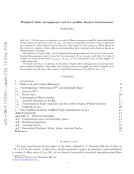 Weighted Blade Arrangements and the Positive Tropical Grassmannian