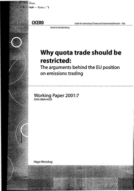 The Arguments Behind the EU Position on Emissions Trading