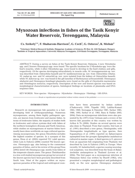 Myxozoan Infections in Fishes of the Tasik Kenyir Water Reservoir, Terengganu, Malaysia