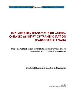 Ministére Des Transports Du Québec Ontario Ministry of Transportation Transports Canada