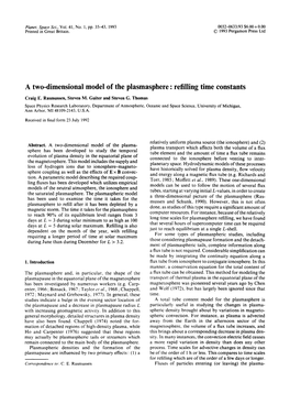 A Two-Dimensional Model of the Plasmasphere : Refilling Time Constants