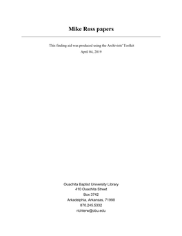Mike Ross Papers