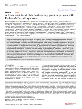 A Framework to Identify Contributing Genes in Patients with Phelan-Mcdermid Syndrome