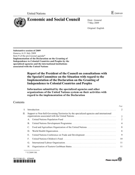 E/2009/69 Economic and Social Council