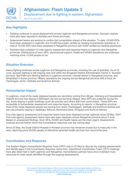 Afghanistan: Flash Update 3 Displacement Due to Fighting in Eastern Afghanistan As of 13 June 2021