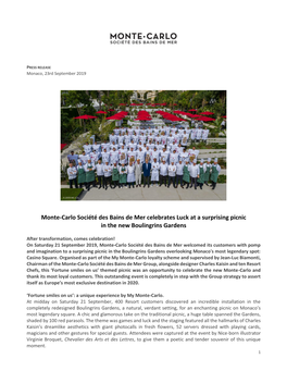 Monte-Carlo Société Des Bains De Mer Celebrates Luck at a Surprising Picnic in the New Boulingrins Gardens