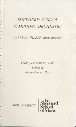 Shepherd School Symphony Orchestra