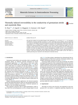 Thermally Induced Irreversibility in the Conductivity of Germanium Nitride MARK and Oxynitride ﬁlms ⁎ N