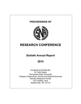 2015 SNA Research Conference Proceedings