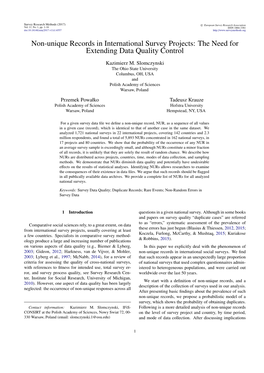 Non-Unique Records in International Survey Projects: the Need for Extending Data Quality Control