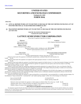 LATTICE SEMICONDUCTOR CORPORATION (Exact Name of Registrant As Specified in Its Charter)