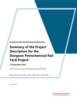 Summary of the Project Description for the Sturgeon Petrochemical Rail Yard Project