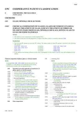 Chemical Composition of Glasses, Glazes Or Vitreous