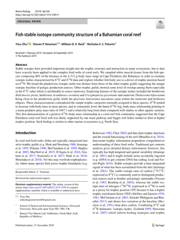 Fish Stable Isotope Community Structure of a Bahamian Coral Reef