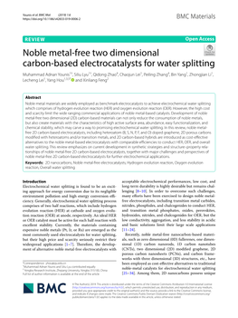 Noble Metal-Free Two Dimensional Carbon-Based Electrocatalysts For