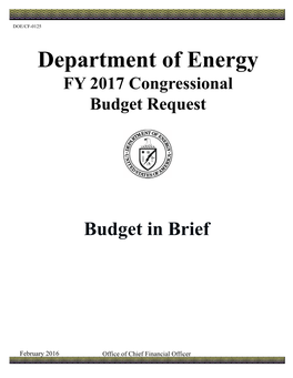 DOE FY 2017 Congressional Budget Request