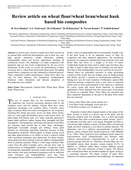 Review Article on Wheat Flour/Wheat Bran/Wheat Husk Based Bio Composites