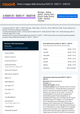 Orari E Percorsi Della Linea Bus E601/0